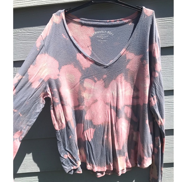 American Eagle Outfitters Tops - Custom Bleach Dye Seriously Soft V-Neck